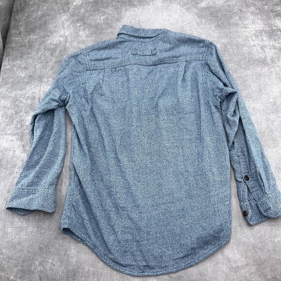 Duluth Shirt Men Medium Blue Heathered Knit Soft Slim Fit Button Down Cotton VTG - Picture 9 of 10